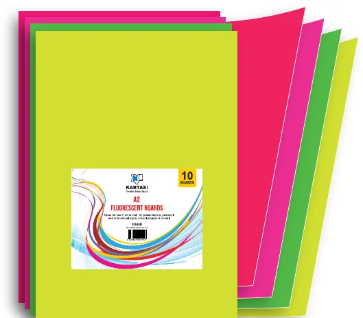 Kartasi KB Asst Colour Fluorescent Paper A2 — 20 · 85gsm sheets (Ref 1009)
